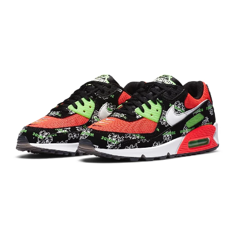 Women's Air Max 90 Special Edition World Wide Pack Black Green Strike Crimson White