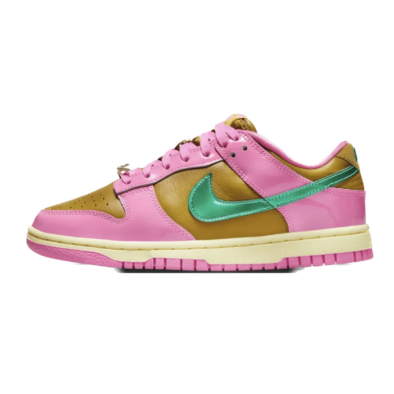 Women's Nike Dunk Low QA Parris Goebel Playful Pink Multi Color Bronzine Clear Jade Luminous Green