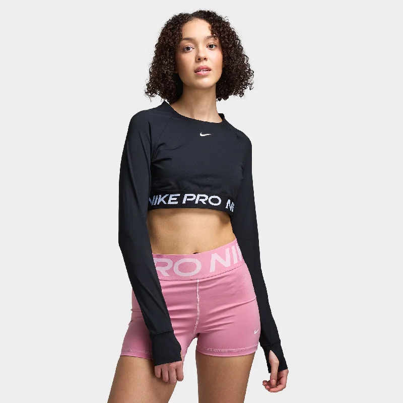 Nike Women's Pro 365 Dri-FIT Cropped Long Sleeve Top Black / White