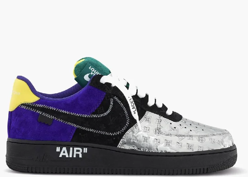 Louis Vuitton Nike Air Force 1 Low By Virgil Abloh Black Metallic Silver